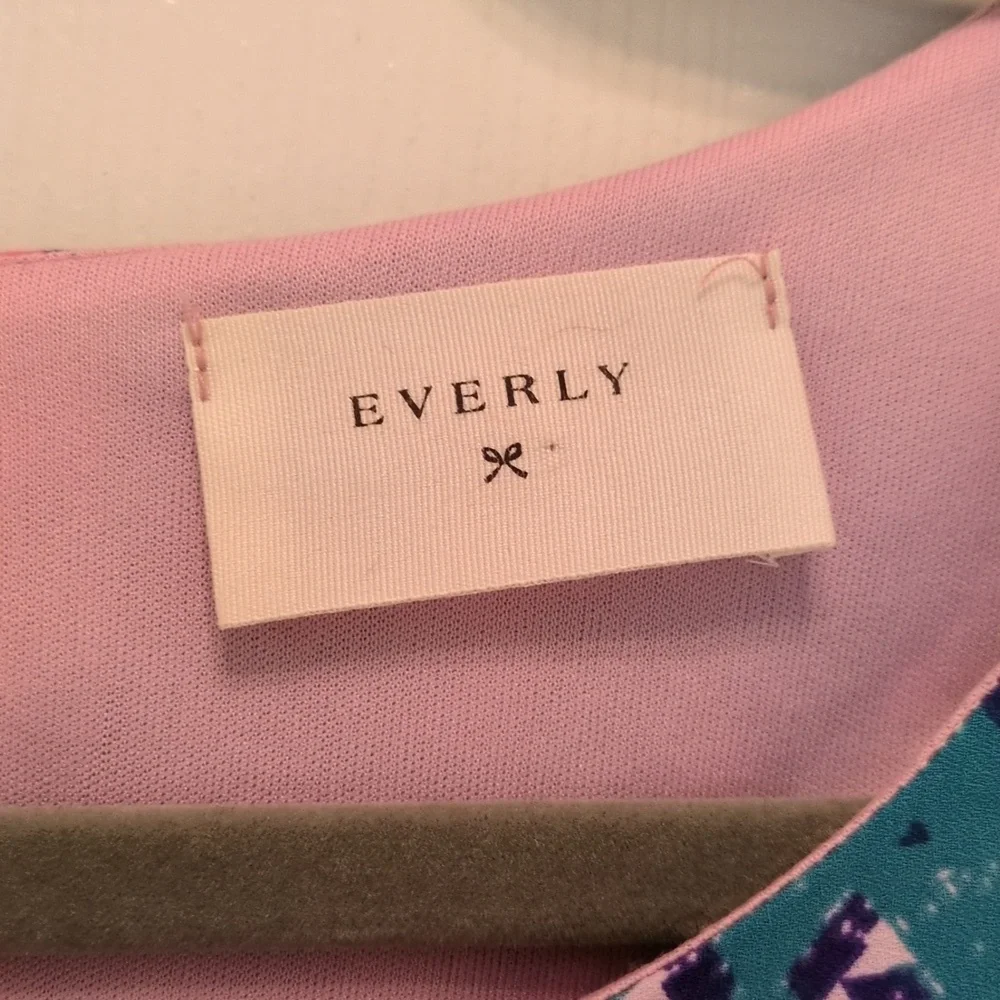Everly Pink and Teal Patterned Dress - Picture 2 of 4